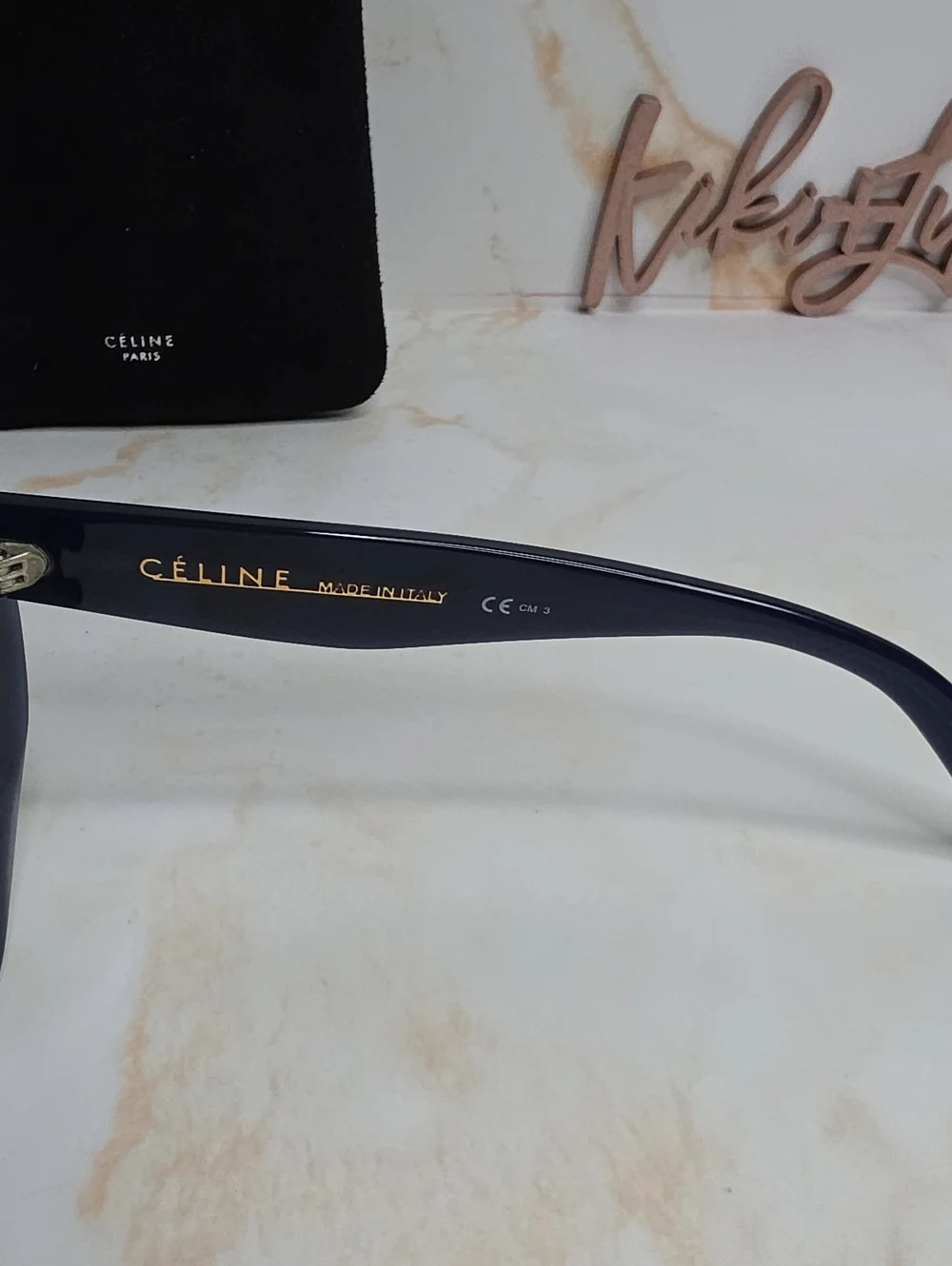 Celine Papillon Oversized Cat Eye Sunglasses Navy With Case